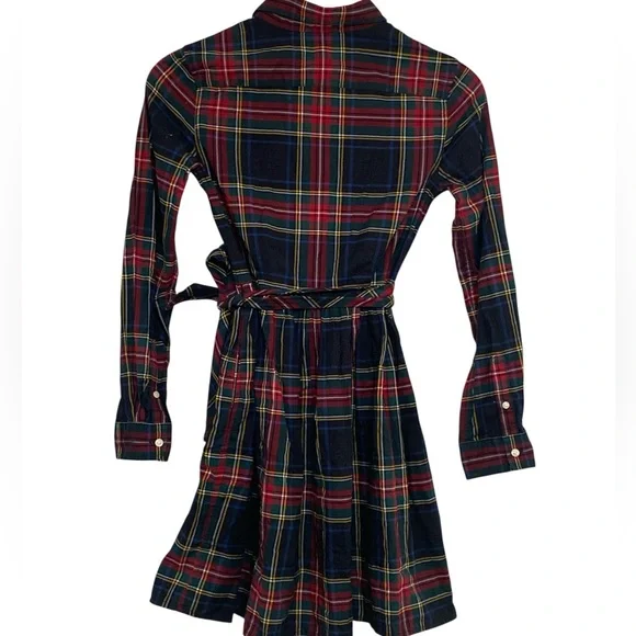 Polo Ralph Lauren Girls Tartan Plaid Long Sleeved Belted Shirt Dress - Picture 4 of 8